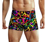 KWQDOZF Boxer pour Homme Pride Rainbow Hearts - sous-vêtement Doux et Extensible - Respirant - sans Braguette - XS-4XL