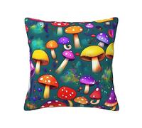 KWQDOZF Champignons Lumineux Arts décoratifs canapé Coussin Couvre Ensemble carré Housse de Coussin Doux canapé taies d'oreiller Fleur colibris Broderie
