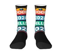 KWQDOZF Chaussettes « Au revoir 2024 » et « Bonjour 2025 », chaussettes tube moyennes, chaussettes fantaisie décontractées pour femmes et hommes, cadeaux