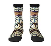 KWQDOZF Chaussettes de Sport imprimées boussole voilier maritime, chaussettes amusantes pour hommes et femmes, unisexes pour adultes, nouveauté, chaussettes à Tube long