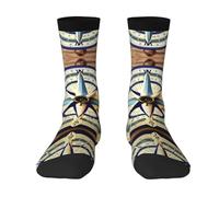 KWQDOZF Chaussettes de Sport imprimées boussole voilier maritime, chaussettes amusantes pour hommes et femmes, unisexes pour adultes, nouveauté, chaussettes à Tube long