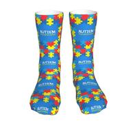 KWQDOZF Chaussettes fantaisie pour le mois de sensibilisation à l'autisme et au syndrome de Down, chaussettes pour robe, cadeaux décoratifs pour hommes et femmes