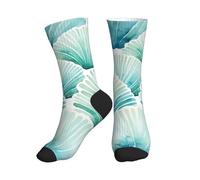 KWQDOZF Chaussettes mi-mollet à motif coquillage turquoise aquarelle pour femmes et hommes, respirantes et offrant un bon soutien de la voûte plantaire, idéales pour la course et la randonnée.
