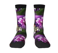 KWQDOZF Chaussettes mi-mollet à motif papillon violet prune pour tous : confortables, élastiques, s'adaptent aux longueurs de 36 à 45 pieds
