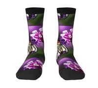 KWQDOZF Chaussettes mi-mollet à motif papillon violet prune pour tous : confortables, élastiques, s'adaptent aux longueurs de 36 à 45 pieds