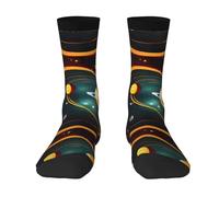 KWQDOZF Chaussettes mi-mollet du système solaire Jupiter Saturne pour tous : confortables, élastiques, s'adaptent aux longueurs de 36 à 45 pieds