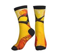 KWQDOZF Chaussettes noires mi-mollet pour femmes et hommes, style peinture à l'huile, respirantes et offrant un bon soutien de la voûte plantaire, idéales pour la course et la randonnée.