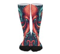 KWQDOZF Chaussettes tube confortables unisexes à tentacules de poulpe maléfique, chaussettes mi-mollet assorties aux couleurs, bas décontractés au genou