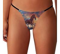KWQDOZF Cheval Courant sur la Plage String pour Femme Culotte Taille Basse Extensible T-Back Tangas sous-vêtements Invisibles
