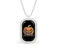 KWQDOZF Collier avec pendentif en forme de roi citrouille maléfique pour femme, chaîne carrée en or et argent, lunette en diamant, tendance