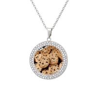 KWQDOZF Collier imprimé biscuits aux pépites de chocolat, délicat pendentif en faux diamant