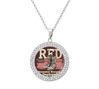 KWQDOZF Collier pendentif rouge « N'oubliez pas que tout le monde a déploy頻 pour femmes, chaîne ronde en or et argent, lunette en diamant, bijoux tendance