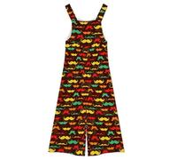 KWQDOZF Combinaison sans manches pour femme, imprimé moustache de papa, style vintage violet fleuri, salopette décontractée à jambes larges, pantalon long de détente, combishort avec poche