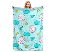 KWQDOZF Couverture de Volley-Ball Style Doodle, Flanelle Douce et Confortable, légère et Chaude, pour lit, Salon, Cadeaux pour Enfants et Adultes, 152,4 x 127 cm