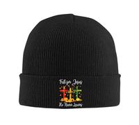KWQDOZF Craquez pour Jésus, il ne quitte jamais, Bonnet d'hiver en Croix chrétienne pour Hommes et Femmes, Bonnet de Ski tricoté, NOI