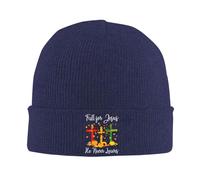 KWQDOZF Craquez pour Jésus, il ne quitte jamais, Bonnet d'hiver en Croix chrétienne pour Hommes et Femmes, Bonnet de Ski tricoté, NOI