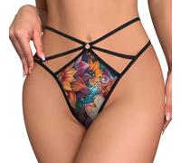 KWQDOZF Culotte String Dos en T pour Femme, Motif Floral coloré et Amusant, imprimé Mandala, sous-vêtement Invisible