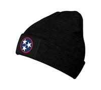 KWQDOZF Drapeau Tennessee Tri Star, Bonnets tricotés, Bonnets tricotés tête de Mort, Bonnets Pull, Unisexe Noir