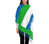 KWQDOZF Écharpe à franges en cachemire avec drapeau de la Sierra Leone, motif drapeau du pays, écharpe douce et chaude pour l'hiver, châle pour femme