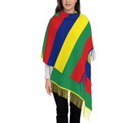 KWQDOZF Écharpe à pompon avec drapeau de l'île Maurice, motif patriotique, châles et écharpes pour femmes, écharpes chaudes pour le printemps, l'automne et l'hiver