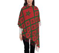 KWQDOZF Écharpes pour femmes, dames et filles - Nouveauté tendance, motif imprimé drapeau du Maroc, écharpes, grand pompon, couverture, étole