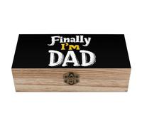 KWQDOZF Enfin, je suis papa ! Coffret de rangement en bois avec couvercle à charnière, idéal pour ranger des bijoux souvenirs.