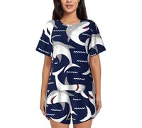 KWQDOZF Ensemble Pyjama Requin en colère pour Femme, Manches Courtes et vêtements de Nuit Doux