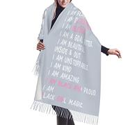 KWQDOZF Gris Je t'aime plus que je ne le dis, je t'aime encore plus Châles en mousseline à pompons Pashminas