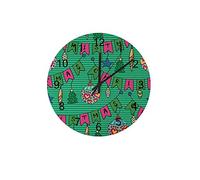 KWQDOZF Horloge Murale Ronde en Bois à Suspendre sans Cadre, Fonctionne à Piles, silencieuse, légère, Motif Cloches de Noël, décoration pour Chambre, Salle de Classe, Bureau, 30 cm