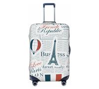 KWQDOZF Housse de Protection élastique Lavable pour Valise de Voyage, Motif Paris sur Le Journal, Style rétro, Tour Eiffel, pour Enfant et Adulte, L