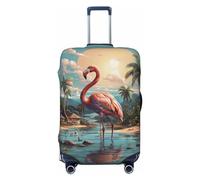 KWQDOZF Housse de Protection élastique pour Bagages de Voyage, Motif Flamant Rose Cool au Bord de mer, Housse de Protection pour Valise de 19 à 32 Pouces