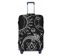 KWQDOZF Housse de Protection élastique pour Bagages de Voyage, Motif Signes alchimiques mystiques, Ouroboros, Noir, pour Valise de 19 à 32 Pouces