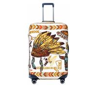 KWQDOZF Housse de Protection élastique pour Bagages de Voyage Motif tête de Mort et Plumes Amérindiens 48,3 à 81,3 cm