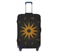KWQDOZF Housse de Protection élastique pour Bagages de Voyage, Signes du Zodiaque bohème, Roue d'astrologie, mystère Noir, Housse de Protection pour Valise de 19 à 32 Pouces