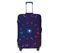 KWQDOZF Housse de Protection élastique pour Bagages de Voyage, Signes du Zodiaque, Roue de l'astrologie, mystère Bleu Violet, Housse de Protection pour Valise de Voyage, 19''-32''