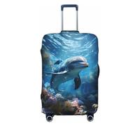 KWQDOZF Housse de Protection élastique pour Valise de Voyage, Motif Dauphin Mignon, Bleu sous-Marin, pour Valise de 19 à 32 Pouces