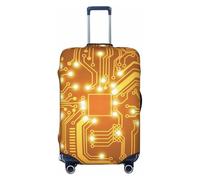 KWQDOZF Housse de Protection élastique pour Valise de Voyage, Motif imprimé de Circuit imprimé Jaune Clair, Housse de Protection pour Valise de 19 à 32 Pouces