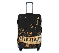 KWQDOZF Housse de Protection pour Valise de Voyage élastique Vintage avec Notes de Musique de Piano doré, pour Valise de 19 à 32 Pouces