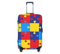 KWQDOZF Housse de Valise à Motifs de Puzzles colorés pour la Sensibilisation à l'Autisme, Lavable et protectrice, en Fibres élastiques Haute densité, Convient aux Petites valises.