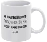 KWQDOZF Il nous a donné ce commandement : « Celui qui aime Dieu doit aussi aimer le café. » Mug fantaisie en céramique imprimée recto verso pour thé ou lait, 325 ml (11 oz).
