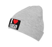 KWQDOZF J'aime Jésus-Christ, Bonnets tricotés, Bonnets tricotés tête de Mort, Bonnets Pull, Unisexe Noir