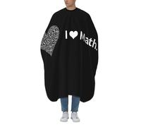 KWQDOZF J'aime les maths Cœur Noir Coupe de cheveux Tablier de coiffure en tissu Cape de coupe de cheveux