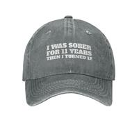 KWQDOZF J'étais Sobre Pendant 11 Ans, Puis J'Ai EU 12 Ans. Casquette de Baseball Femme avec Motif Amusant.