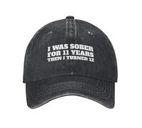 KWQDOZF J'étais Sobre Pendant 11 Ans, Puis J'Ai EU 12 Ans. Casquette de Baseball Femme avec Motif Amusant.