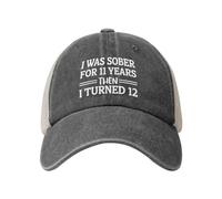 KWQDOZF J'étais Sobre Pendant 11 Ans, Puis J'Ai EU 12 Ans. Casquette de Camionneur pour Hommes. Casquettes de Baseball avec Motifs.