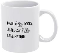 KWQDOZF La rage tue, la jalousie tue. Tasse à café originale en céramique imprimée recto verso, 325 ml (11 oz), idéale pour maman, papa, un ami, une épouse ou un mari.