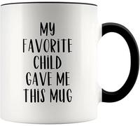 KWQDOZF Mon enfant préféré m'a offert cette tasse à café originale en céramique imprimée recto verso, idéale comme cadeau pour maman, papa, un ami, une épouse ou un mari. Contenance : 325 ml (11 oz).