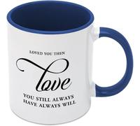 KWQDOZF Mug à café fantaisie « Je t’aimais hier, je t’aimerai toujours » en céramique imprimée recto verso, 325 ml (11 oz), idéal pour maman, papa, un ami, une épouse ou un mari.