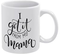 KWQDOZF Mug à café fantaisie « Je tiens ça de ma mère », en céramique imprimée recto verso, 325 ml (11 oz), idéal pour maman, papa, un(e) ami(e), épouse ou mari.