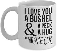 KWQDOZF Mug à café fantaisie « Un boisseau, un coup de bec et un câlin autour du cou », en céramique imprimée recto verso, avec anse, 325 ml (11 oz).